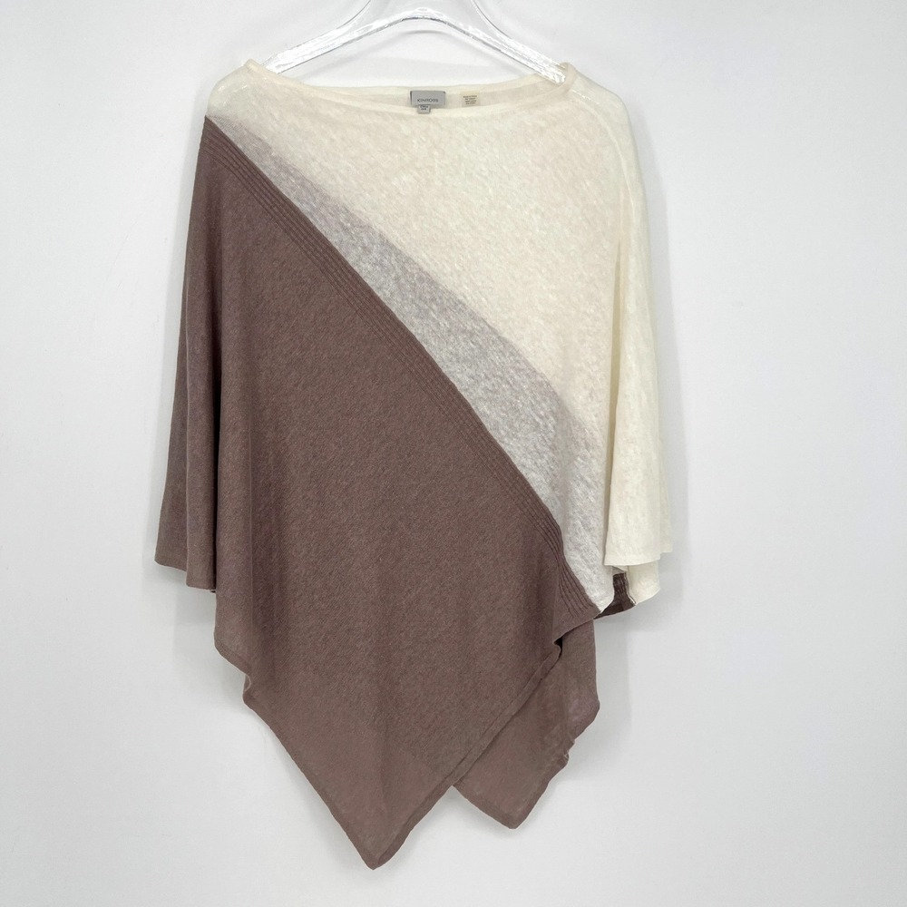 Kinross Linen Poncho Womens One Size Elevated Basic Quiet Luxury Neutral Sweater